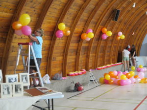 Getting Zenon Park's Community Hall ready for a special event