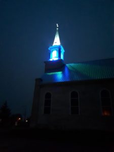 Lightshow at Zenon Park's newly renovated Our Lady of the Nativity Church