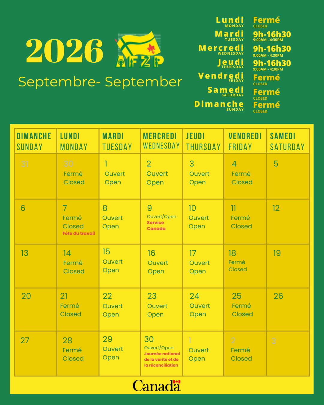 _2026 SEPTEMBRE - CALENDRIER